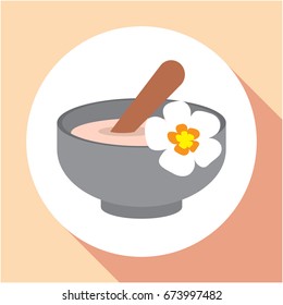 Icon illustrations for spa scrubs in a bowl