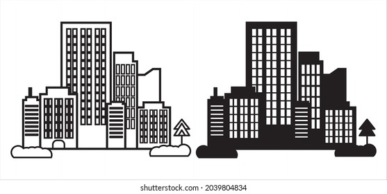 Icon Ilustration Building Vector, Cityscape, contruction editable file