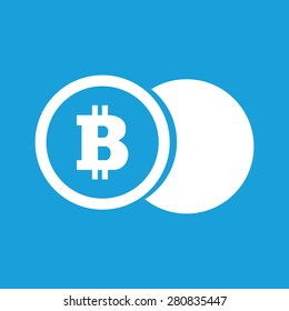 Icon with image of bitcoin coin, isolated on blue