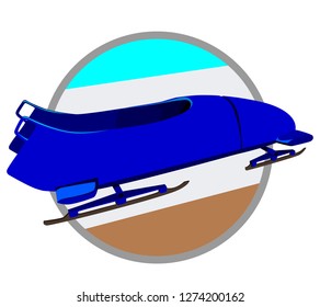icon and image of bobsleigh, winter sports isolated on white background