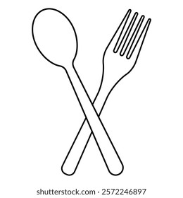 Icon with image crossed spoon and fork cutlery spoon fork