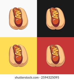 an icon with the image of a delicious hotdog. Suitable for restaurant accessories