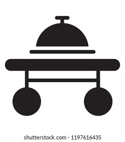 Icon image denoting a trolley platter having food platter 