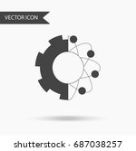 Icon with the image of gears and atoms on a white background. The flat icon for your web design, logo, UI. Vector illustration.