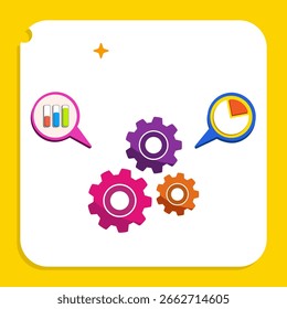 Symbol mit dem Bild von Zahnrädern und Diskussionen