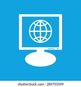 Icon with image of globe on the screen, isolated on blue