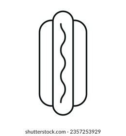 Icon with the image of a hot dog, bread and sausage with mustard. Popular type of fast food