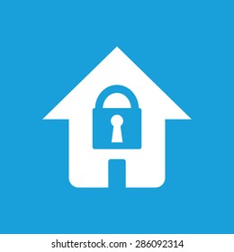 Icon with image of house with padlock, isolated on blue