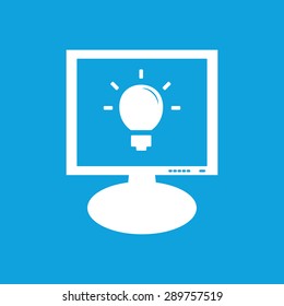 Icon with image of light bulb on the screen, isolated on blue