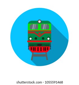 Icon with the image of the locomotive. Front view. Vector illustration