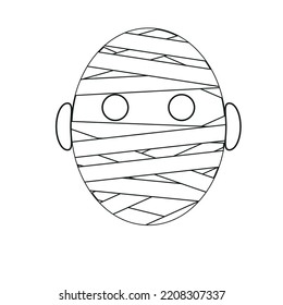 Icon with the image of a man's head with a bandaged face on a white background for the decoration of the Halloween holiday