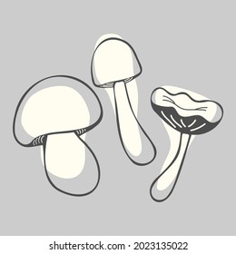 An icon with the image of mushrooms on a gray background. For printing on fabric, paper, clothing, bed linen, etc