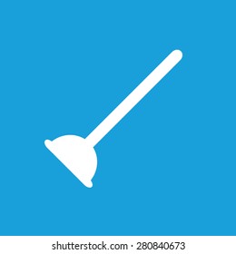 Icon with image of plunger, isolated on blue
