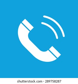 Icon with image of ringing phone, isolated on blue