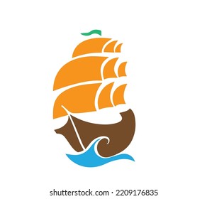 icon image of sailing ship in the ocean.