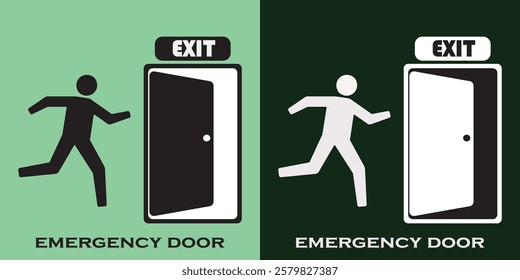 icon or image of someone exiting through the emergency door
