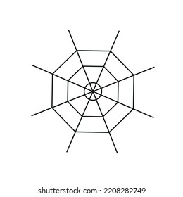 Icon with the image of a spider web on a white background for the holiday of halloween