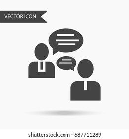 Icon with the image of two portraits and dialog boxes on a white background. The flat icon for your web design, logo, UI. Vector illustration.