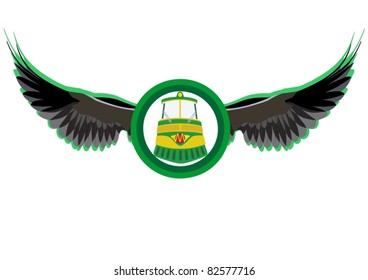 The icon with the image of a winged railway