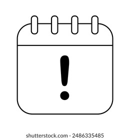 Icon for Important Date or Deadline with Exclamation Mark on Calendar.