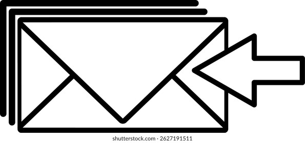 icon Inbox mails, message, envelopes flat style icon isolated on white background