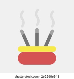 Icon incense. Buddhism and vesak elements. Icon in flat style.
