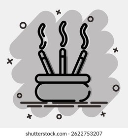 Icon incense. Buddhism and vesak elements. Icon in comic style.