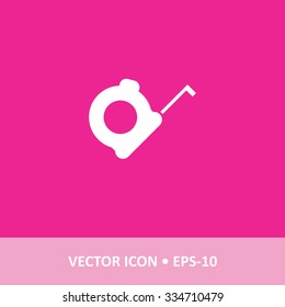 Icon of Inch Tape on Magenta Color Background. Eps-10.