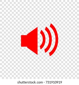 Icon included sound. Vector. Red flat icon on transparent background.