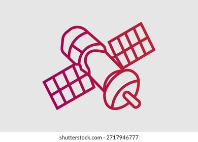 El ícono incluye un cuerpo cilíndrico central con una sonda de antena y dos Grandes paneles solares rectangulares extendidos a ambos lados para proporcionar energía.
