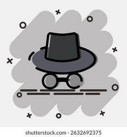 Icon incognito mode. Internet network elements. Icon in comic style.