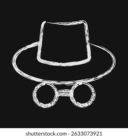Icon incognito mode. Internet network elements. Icon in chalk style.