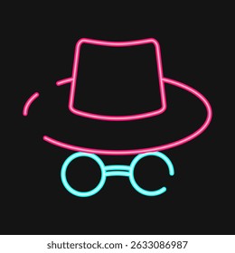 Modo de reconhecimento de ícone. Elementos de rede da Internet. Ícone em estilo neon.