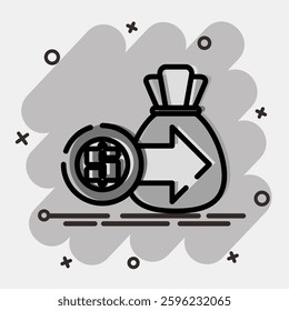 Icon income. Economy elements. Icon in comic style.
