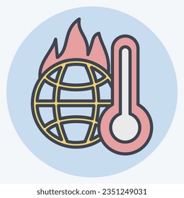 Icono Aumento de la temperatura. relacionado con el símbolo del cambio climático. estilo mate de color. diseño simple editable. ilustración simple