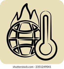Icon Increasing Temperature. related to Climate Change symbol. hand drawn style. simple design editable. simple illustration