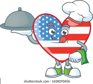 An icon of independence day love as a Chef with food on tray ready to serve