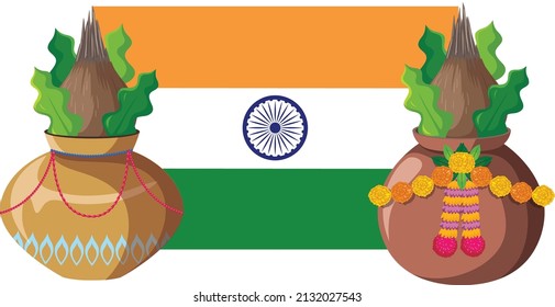 An icon of Indian flag with holy object illustration