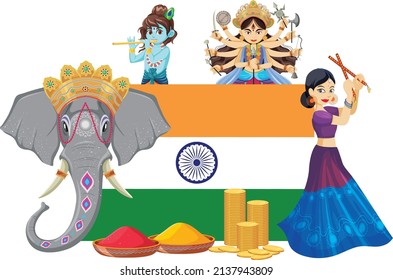 An icon of Indian flag with illustration