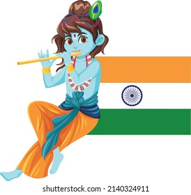 An Icon Of Indian Flag With Vishnu God Illustration