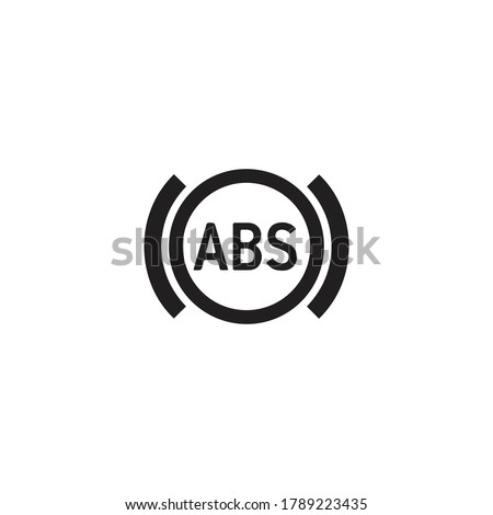 icon indicates a problem with the anti-lock braking system. Vector illustration of a sign on the car dashboard on a white background. 