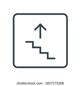 An icon indicating the direction up the stairs.