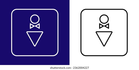 Icon indicating the men restroom. Available in two colors blue, white and white, black. 