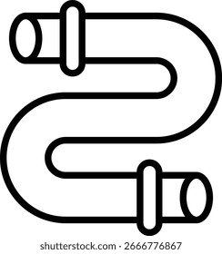 Ein Symbol, das einen Pfad, eine Route oder eine Reise anzeigt, die zum Strömen von Flüssigkeiten oder Gasen verwendet wird, kann einen kontinuierlichen, ununterbrochenen Fluss oder eine kontinuierliche Zirkulation symbolisieren.