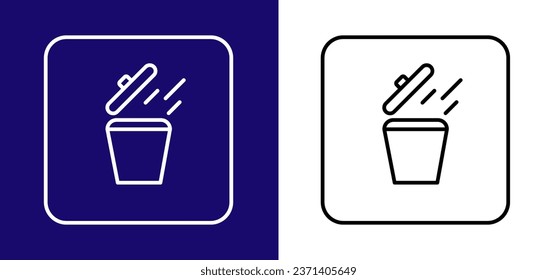 An icon indicating a place for garbage. Available in two colors blue, white and white, black. 