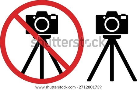 Icon indicating that camera tripods are prohibited, used in facilities and tourist attractions
