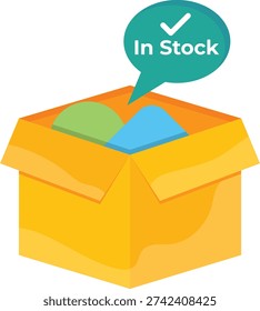Icon indicating that an item is in stock, featuring a green checkmark on a circular background.
