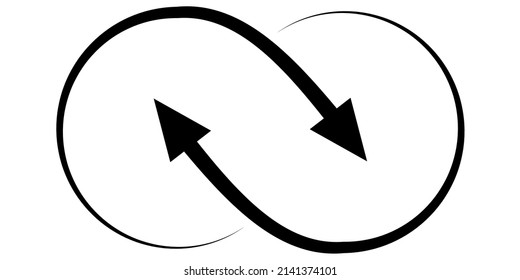 Icon infinite sign two arrows, sync recycle, interaction synergy logo