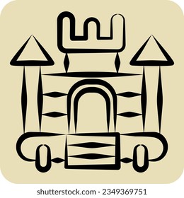 Icon Inflatable Castle. related to Amusement Park symbol. hand drawn style. simple design editable. simple illustration