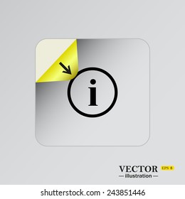 icon of info, gray button with a red stroke, sticker  self-adhesive paper. Vector illustration EPS 8
